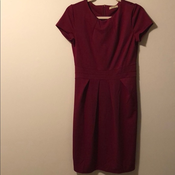 Wine Red Retro Bodycon Retro Dress - Picture 3 of 6